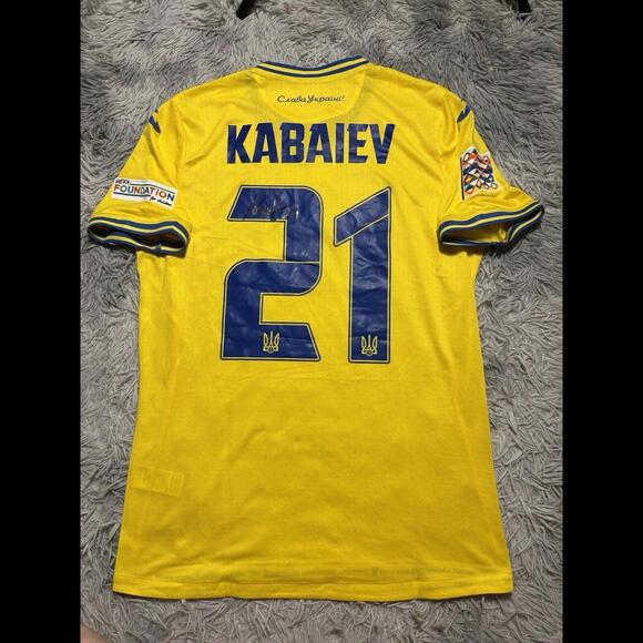 UKRAINE NATIONS LEAGUE 2024 VS ALBANIA MATCH WORN & SIGNED JERSEY KABAIEV #21 - Picture 2 of 9